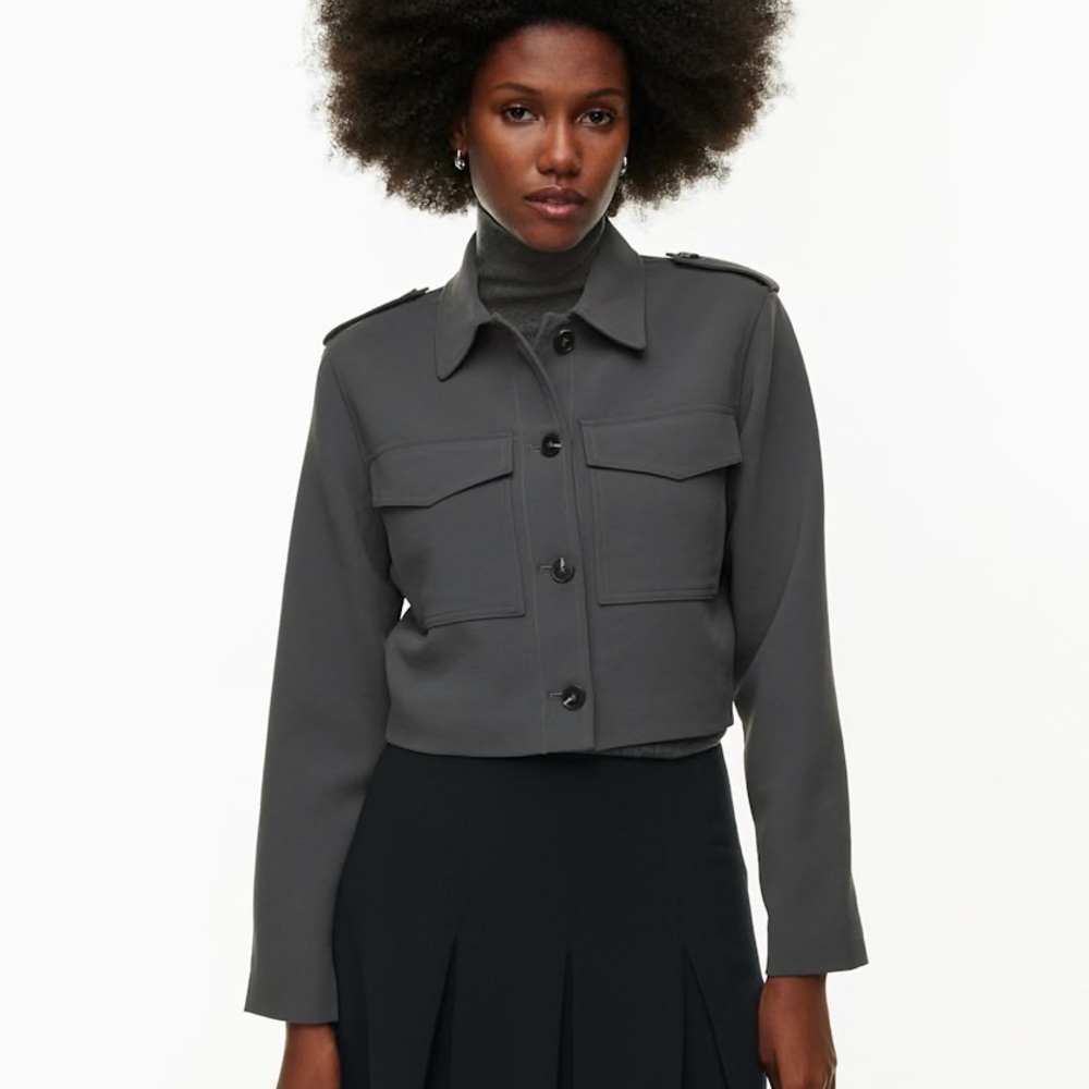 Aritzia Wilfred Boxcar Little Cropped Jacket/Blazer in Coal Grey XL